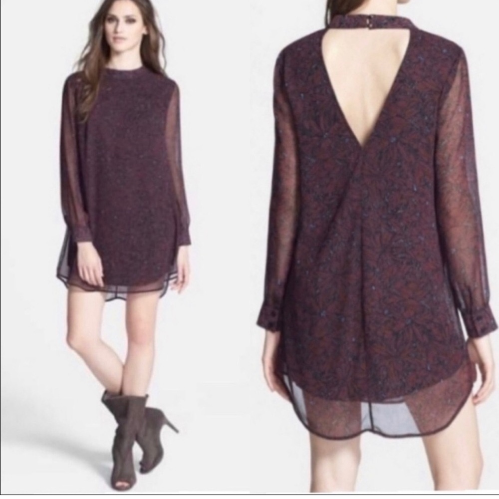 - Astr Floral Chiffon Back Cutout Shift Mini Dress Small